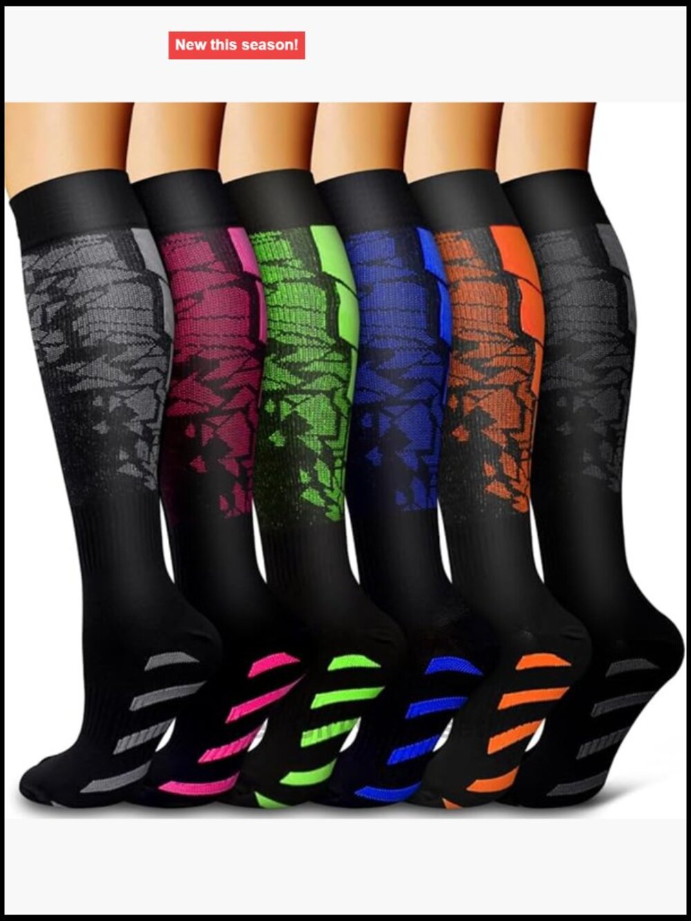 6 Pack Copper Compression Socks for Women and Men Circulation Support Nursing